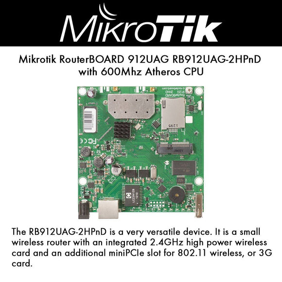 Mikrotik RouterBOARD 912UAG Built-in 2.4GHz 802.11b/g/n 2x2 Dual Chain Wireless Radio