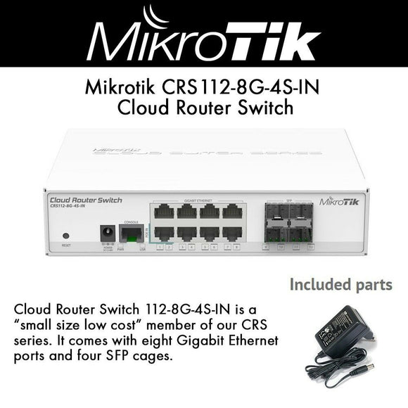 Mikrotik CRS112-8G-4S-IN 8 port Gigabit Cloud Router Switch 4xSFP